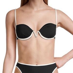 L SPACE Nico Bikini Top in Black & Cream